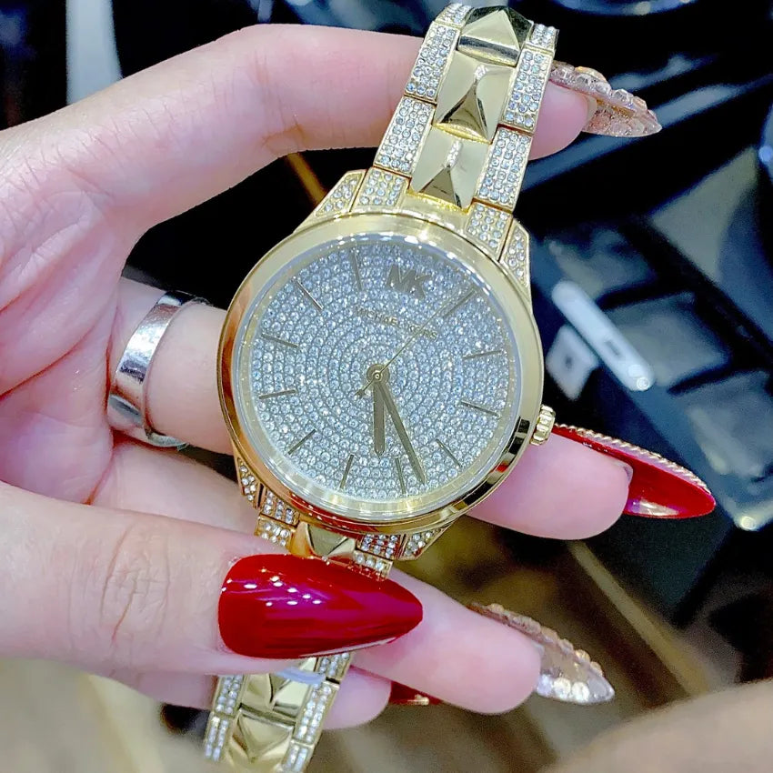 Michael Kors Runway Mercer Crystals Silver Dial Gold Steel Strap Watch For Women - MK6715 Buy Now By Michael Kors