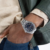 Guess Asset Quartz Blue Dial Silver Steel Strap Watch For Men - GW0575G4 Buy Now By Guess