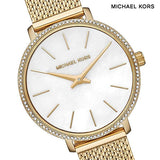 Michael Kors Pyper Quartz Mother of Pearl White Dial Gold Mesh Bracelet Watch For Women - MK4619 Buy Now By Michael Kors