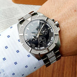 Bulova Crystal Collection Chronograph Black Dial Two Tone Steel Strap Watch for Men - 96C126 Buy Now By Bulova