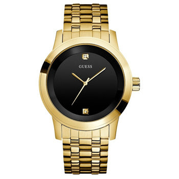 Guess Classic Diamonds Black Dial Gold Steel Strap Watch for Men - W0416G2 Buy Now By Guess