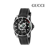 Gucci Dive Quartz Kingsnake Black Dial Black Rubber Strap Watch For Men - YA136217 Buy Now By Gucci