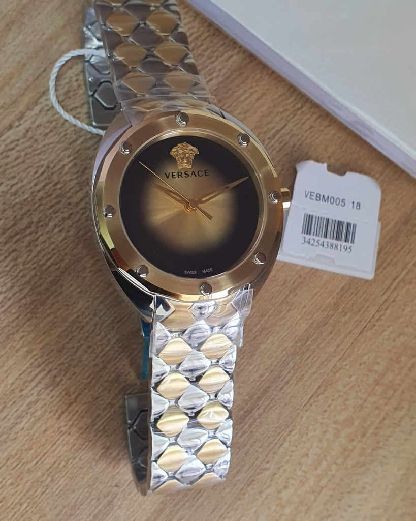 Versace Shadov Quartz Gold Dial Two Tone Steel Strap Watch for Women - VEBM00518 Buy Now By Versace