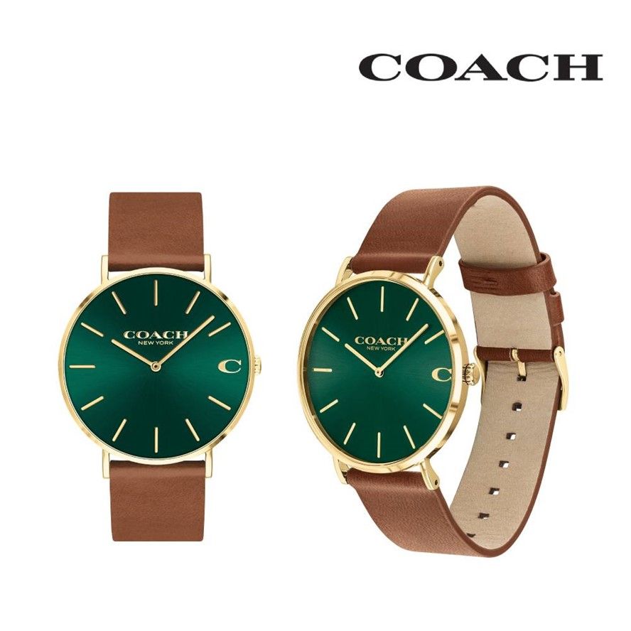 Coach Charles Green Dial Brown Leather Strap Watch for Men - 14602435 Buy Now By Coach