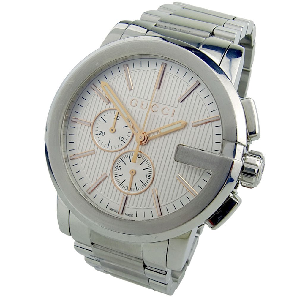 Gucci G Chrono Chronograph Silver Dial Silver Steel Strap Watch For Men - YA101201 Buy Now By Gucci