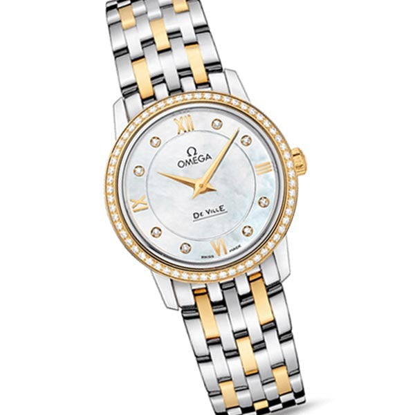 Omega De Ville Prestige Quartz Diamonds Mother of Pearl Dial Two Tone Steel Strap Watch for Women - 424.25.27.60.55.001 Buy Now By Omega