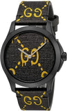Gucci G Timeless Ghost Black Dial Black Leather Strap Watch For Men - YA1264019 Buy Now By Gucci