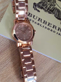 Burberry The City Diamonds Rose Gold Dial Rose Gold Steel Strap Watch for Women - BU9126 Buy Now By Burberry