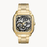 Fossil Inscription Automatic Skeleton Black Dial Gold Steel Strap Watch for Men - BQ2573 Buy Now By Fossil