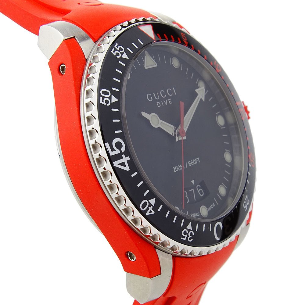 Gucci Dive Quartz Black Dial Red Rubber Strap Watch For Men - YA136309 Buy Now By Gucci