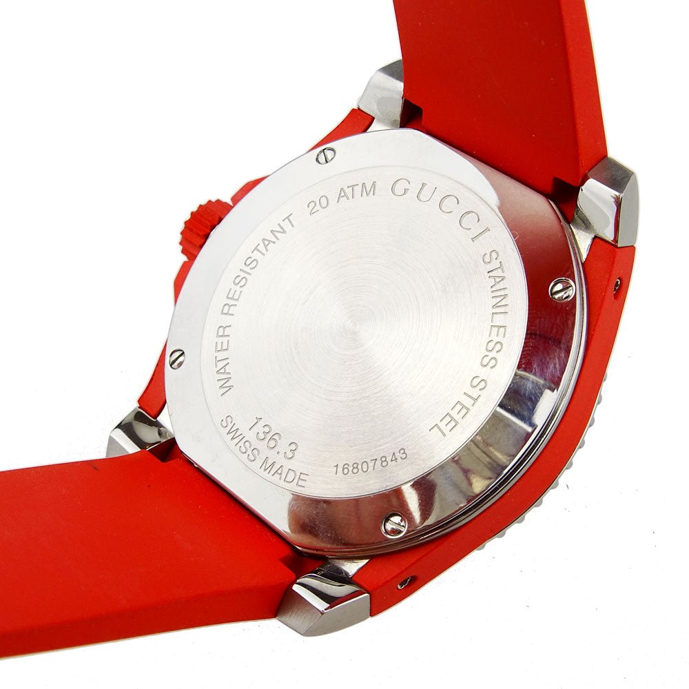 Gucci Dive Quartz Black Dial Red Rubber Strap Watch For Men - YA136309 Buy Now By Gucci