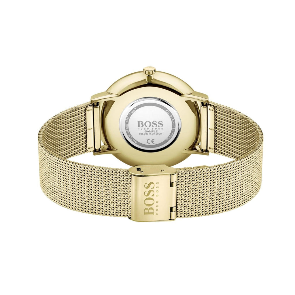 Hugo Boss Horizon Quartz Black Dial Gold Mesh Bracelet Watch For Men - HB1513735 Buy Now By Hugo Boss