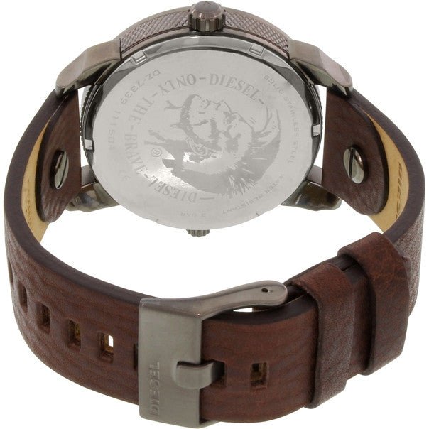 Diesel Mini Daddy Analog Blue Dial Brown Leather Strap Watch For Men - DZ7339 Buy Now By Diesel