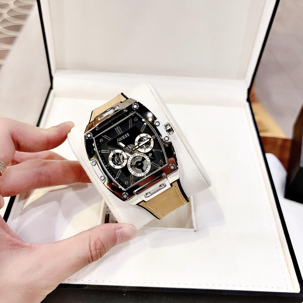 Guess Phoenix Multifunction Black Dial Brown Leather Strap Watch for Men - GW0202G3 Buy Now By Guess