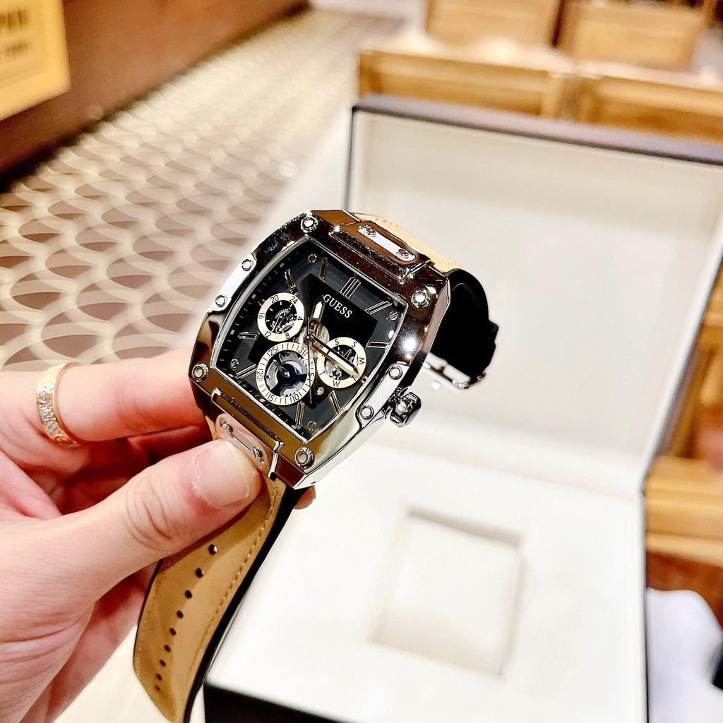 Guess Phoenix Multifunction Black Dial Brown Leather Strap Watch for Men - GW0202G3 Buy Now By Guess