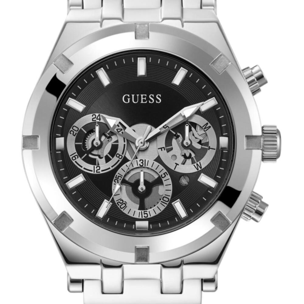 Guess Continental Quartz Black Dial Silver Mesh Strap Watch For Men - GW0582G1 Buy Now By Guess
