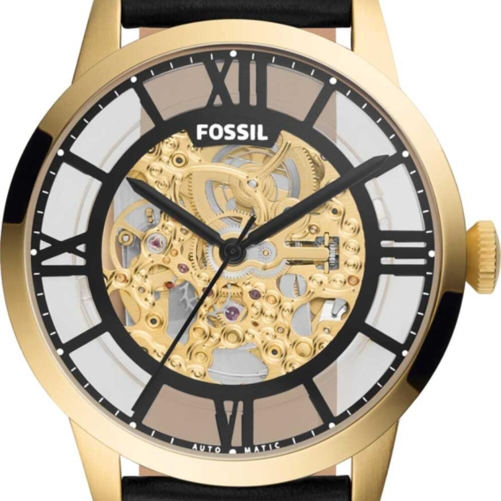 Fossil Townsman Automatic Skeleton Black Dial Black Leather Strap Watch for Men - ME3210 Buy Now By Fossil
