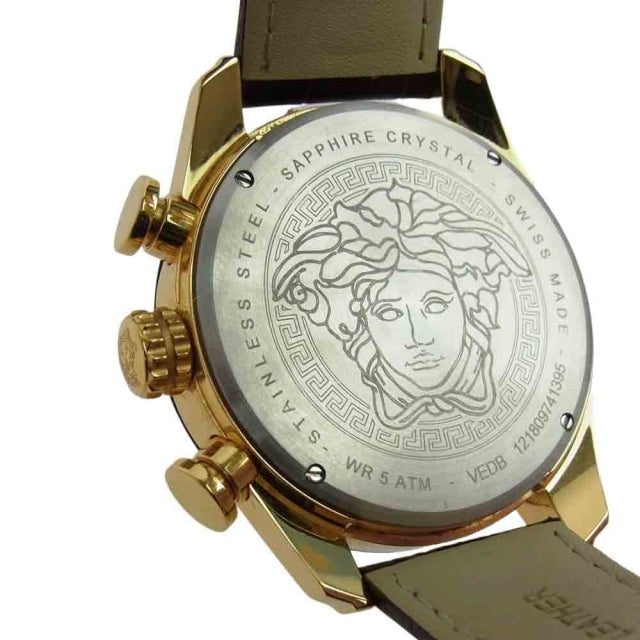 Versace V-Ray Chronograph Quartz Black Dial Brown Leather Strap Watch For Men - VEDB00318 Buy Now By Versace