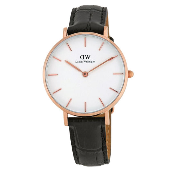 Daniel Wellington Petite Reading White Dial Black Leather Strap Watch For Women - DW00100173 Buy Now By Daniel Wellington