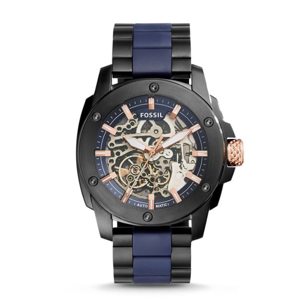 Fossil Modern Machine Automatic Skeleton Blue Dial Two Tone Steel Strap Watch for Men - ME3133 Buy Now By Fossil