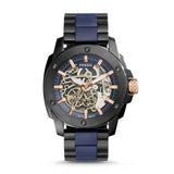 Fossil Modern Machine Automatic Skeleton Blue Dial Two Tone Steel Strap Watch for Men - ME3133 Buy Now By Fossil