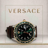 Versace Hellenyium Green Dial Brown Leather Strap Watch for Men - V11090017 Buy Now By Versace