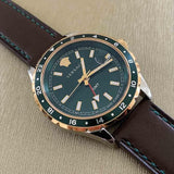 Versace Hellenyium Green Dial Brown Leather Strap Watch for Men - V11090017 Buy Now By Versace