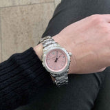 Versace Hellenyium Pink Dial Silver Steel Strap Watch for Women - V12010015 Buy Now By Versace