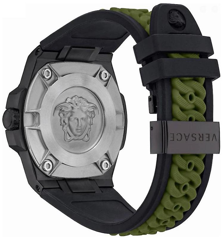 Versace Chain Reaction Quartz White Dial Green Rubber Strap Watch for Men - VEDY00419 Buy Now By Versace