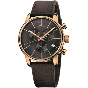 Calvin Klein City Chronograph Grey Dial Brown Leather Strap Watch for Men - K2G276G3 Buy Now By Calvin Klein