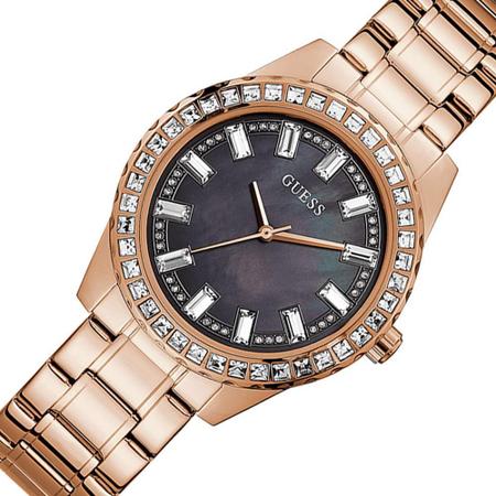 Guess Sparkler Diamonds Black Dial Rose Gold Steel Strap Watch for Women - GW0111L3 Buy Now By Guess