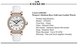 Coach Madison White Dial White Leather Strap Watch for Women - 14502401 Buy Now By Coach
