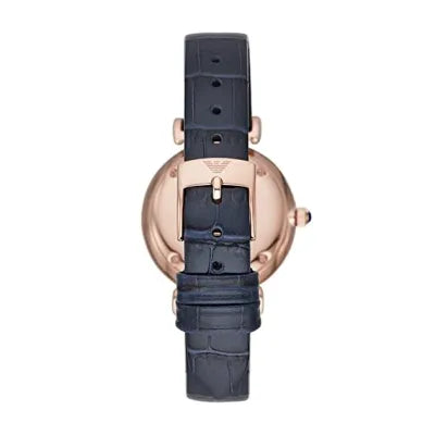 Emporio Armani Gianni T-Bar Quartz Blue Dial Blue Leather Strap Watch for Women - AR11424 Buy Now By Emporio Armani