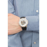 Fossil Grant Skeleton White Dial Black Leather Strap Watch for Men - ME3053 Buy Now By Fossil