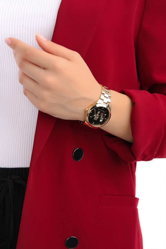 Michael Kors Runway Quartz Black Dial Gold Steel Strap Watch For Women - MK6682 Buy Now By Michael Kors