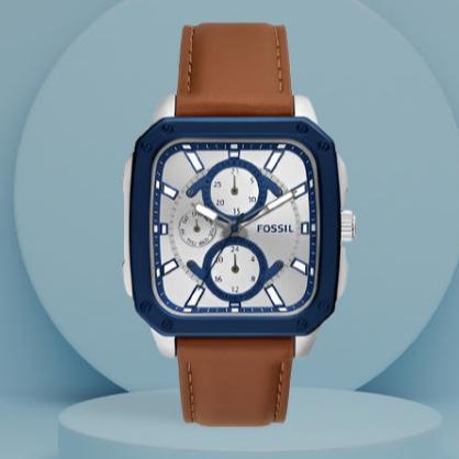 Fossil Inscription Multifunction Silver Dial Brown Leather Strap Watch for Men - BQ2658 Buy Now By Fossil