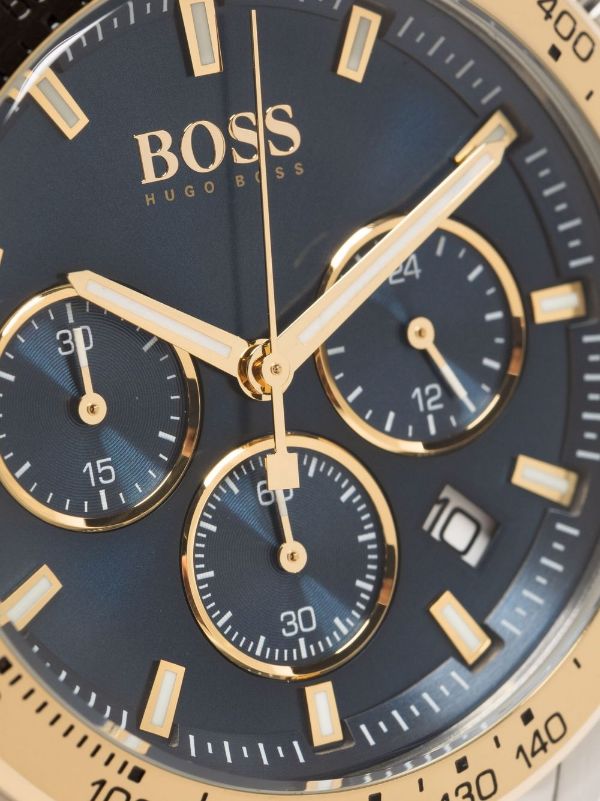 Hugo Boss Ikon Blue Dial Gold Steel Strap Watch for Men - 1513340 Buy Now By Hugo Boss