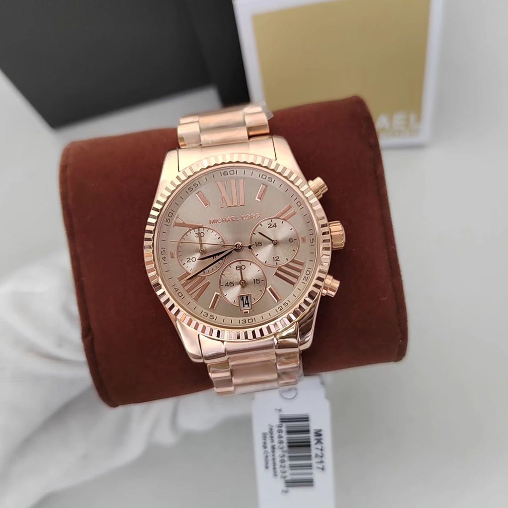 Michael Kors Lexington Chronograph Grey Dial Rose Gold Steel Strap Watch For Women - MK7217 Buy Now By Michael Kors