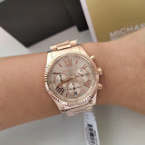 Michael Kors Lexington Chronograph Grey Dial Rose Gold Steel Strap Watch For Women - MK7217 Buy Now By Michael Kors