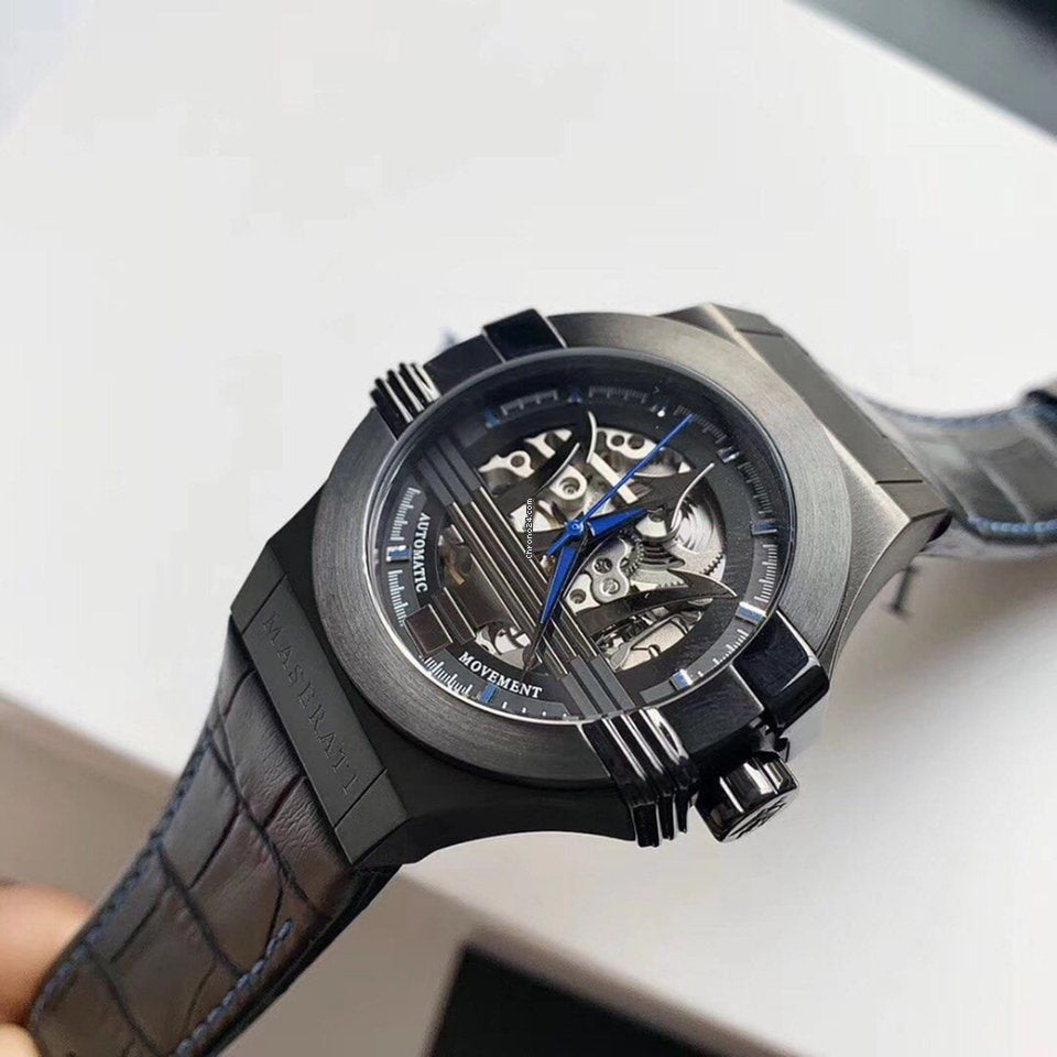 Maserati Potenza Automatic Black Dial Black Leather Strap Watch For Men - R8821108009 Buy Now By Maserati