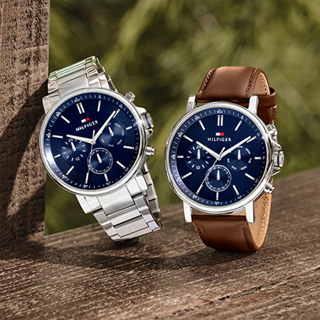 Tommy Hilfiger Tyson Chronograph Blue Dial Silver Steel Strap Watch For Men - 1710588 Buy Now By Tommy Hilfiger