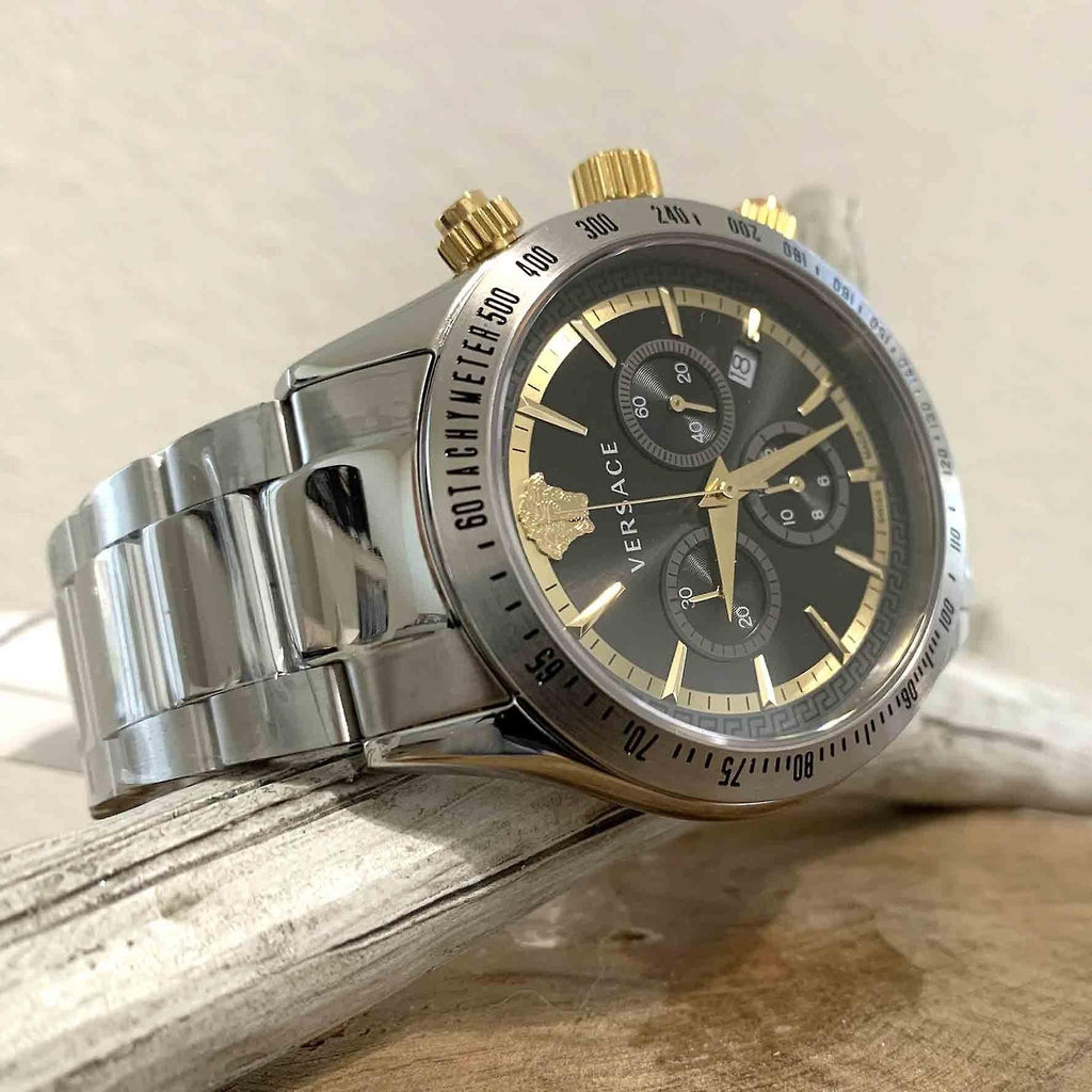 Versace Classic Chronograph Quartz Black Dial Silver Steel Strap Watch For Men - VEV700419 Buy Now By Versace