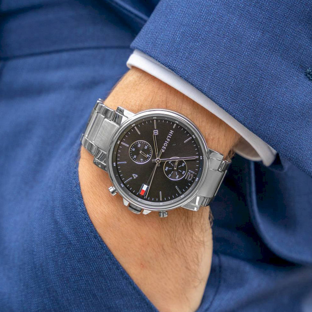 Tommy Hilfiger Daniel Black Dial Silver Steel Strap Watch for Men - 1710413 Buy Now By Tommy Hilfiger