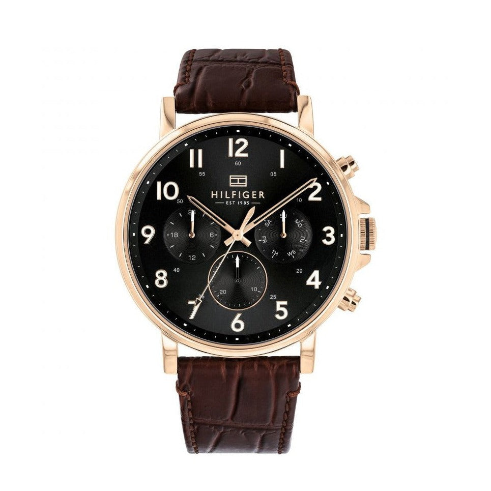Tommy Hilfiger Daniel Black Dial Brown Leather Strap Watch for Men - 1710379 Buy Now By Tommy Hilfiger