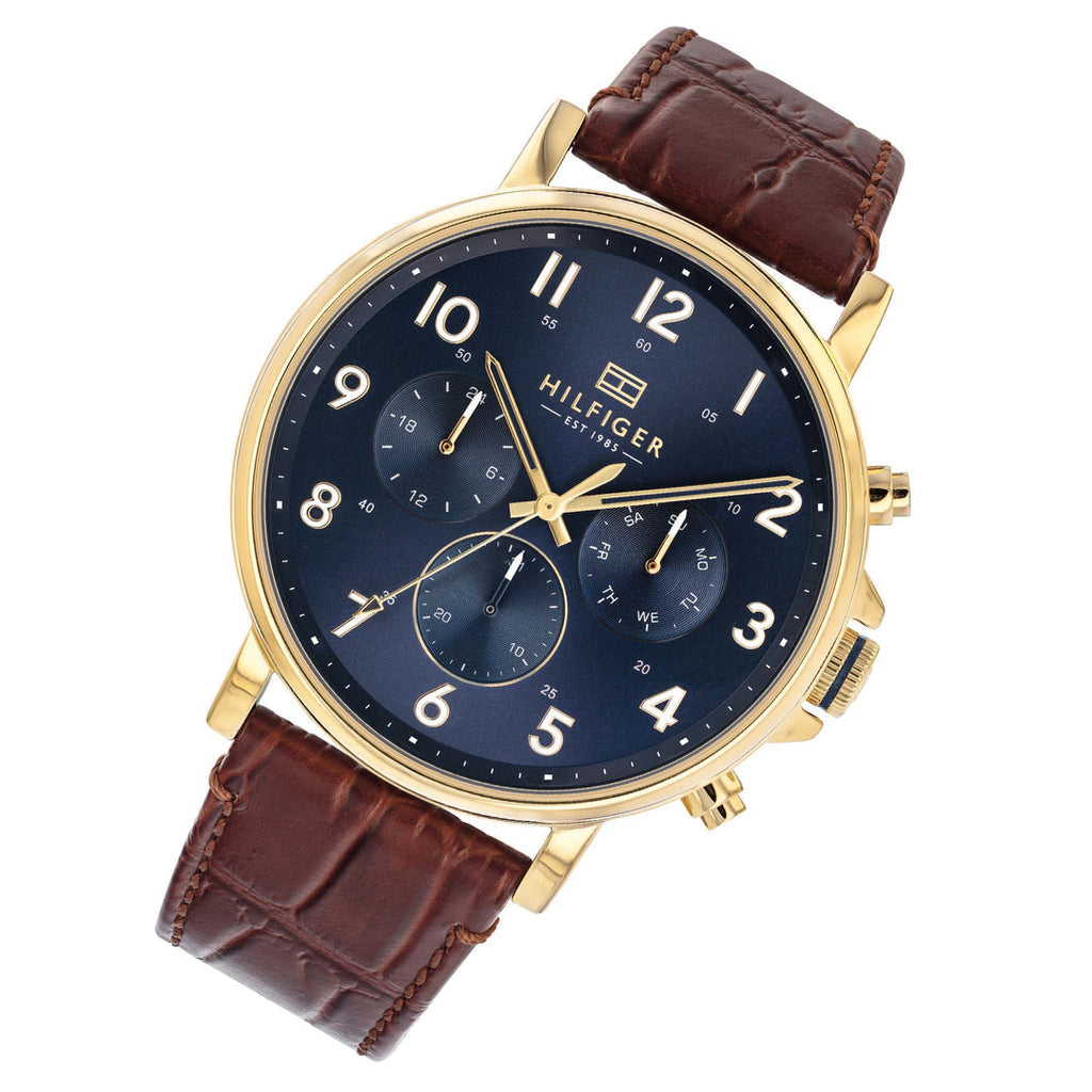 Tommy Hilfiger Daniel Blue Dial Brown Leather Strap Watch for Men - 1710380 Buy Now By Tommy Hilfiger