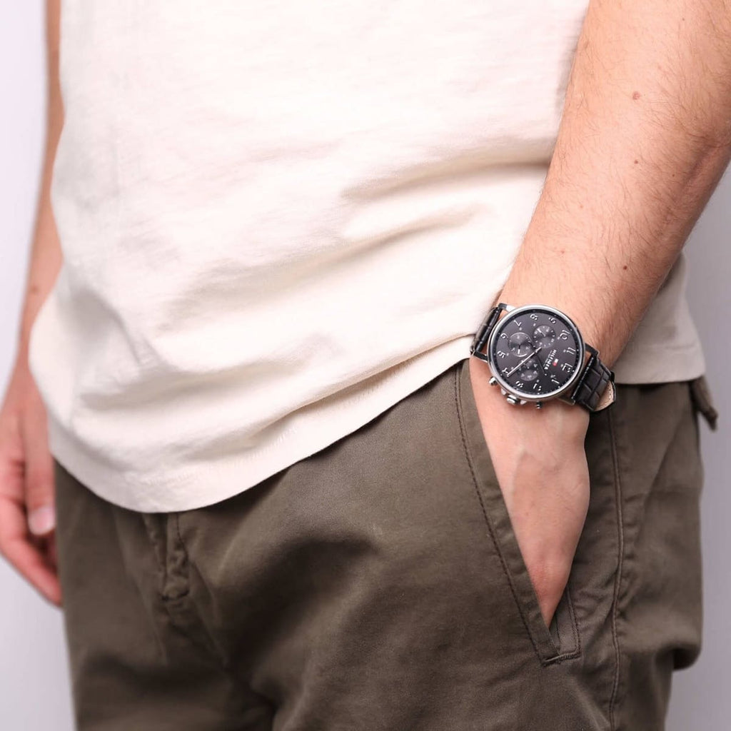 Tommy Hilfiger Daniel Black Dial Black Leather Strap Watch for Men - 1710381 Buy Now By Tommy Hilfiger