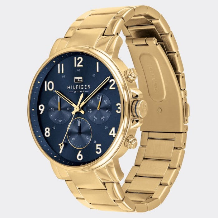 Tommy Hilfiger Daniel Chronograph Blue Dial Gold Steel Strap Watch for Men - 1710384 Buy Now By Tommy Hilfiger