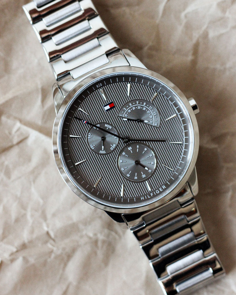 Tommy Hilfiger Brad Chronograph Quartz Grey Dial Silver Steel Strap Watch For Men - 1710385 Buy Now By Tommy Hilfiger