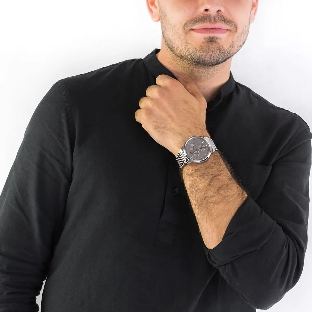 Tommy Hilfiger Brad Chronograph Quartz Grey Dial Silver Steel Strap Watch For Men - 1710385 Buy Now By Tommy Hilfiger