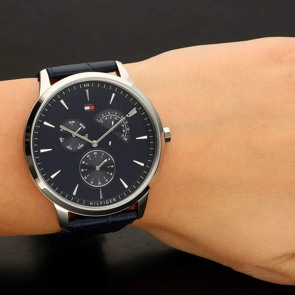 Tommy Hilfiger Brad Chronograph Quartz Blue Dial Blue Leather Strap Watch For Men - 1710387 Buy Now By Tommy Hilfiger